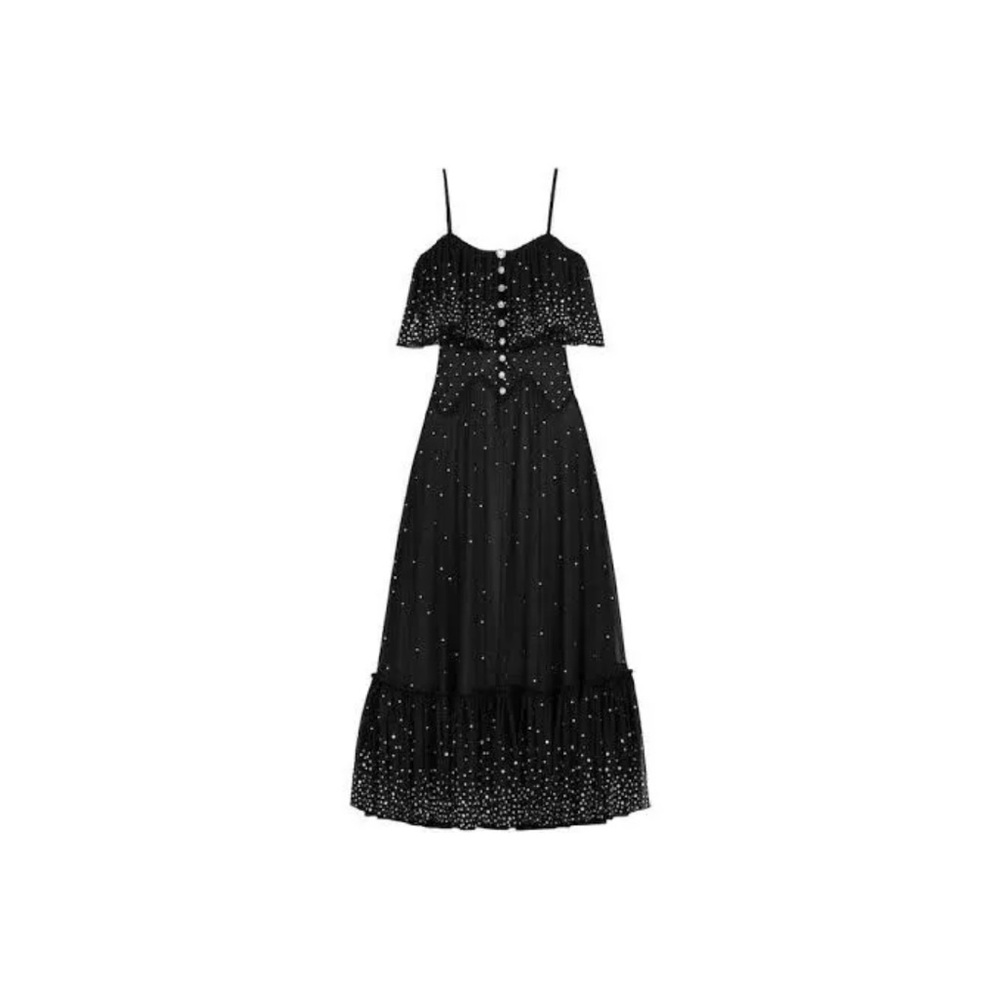 RABANNE H&M crystal chiffon long dress size US 12